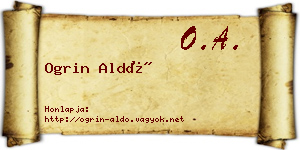 Ogrin Aldó névjegykártya
